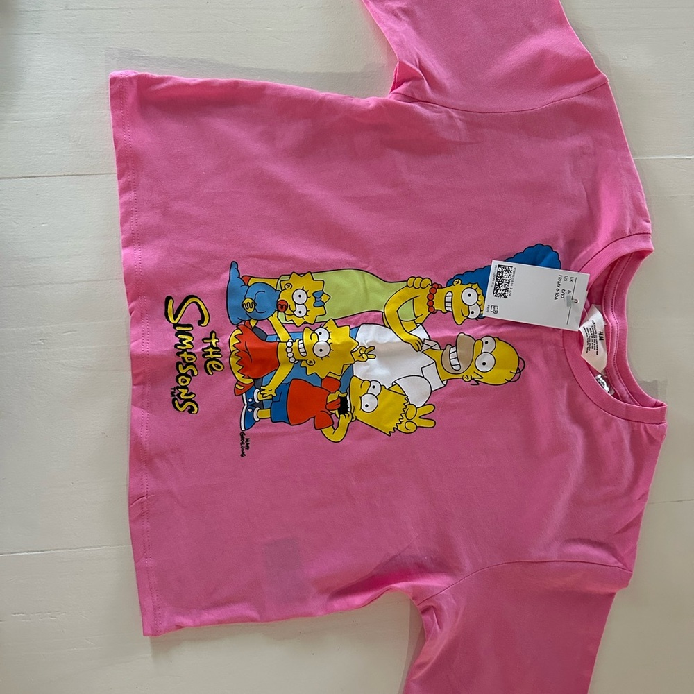 H&M Pink The Simpsons Short Sleeve Crop Tee